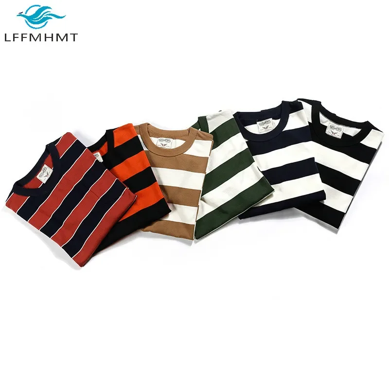 Summer Fashion Short Sleeve T-shirts For Men Classical Zebra Striped Heavy Thick Tees Male Casual Large Size Loose Pullover Tops