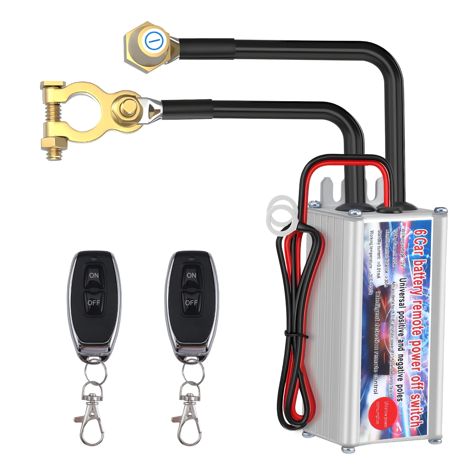 Kill Switch For Car 12V Remote Battery Disconnect Switch 120A Car Battery Kill Switch Anti Theft For Auto, RV, ATV,Truck Boat 11