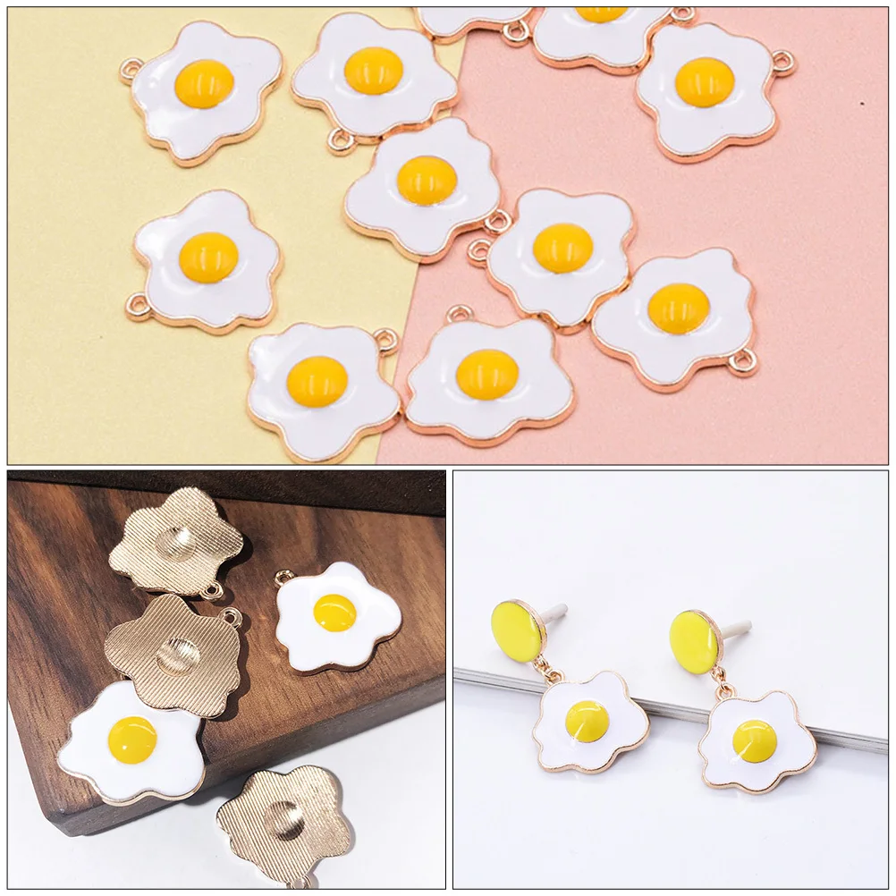 20개입 모조 달걀 펜던트 창의적인 합금 오믈렛 장식 DIY 보석 액세서리 수제 공예 선물 패션 액세서리