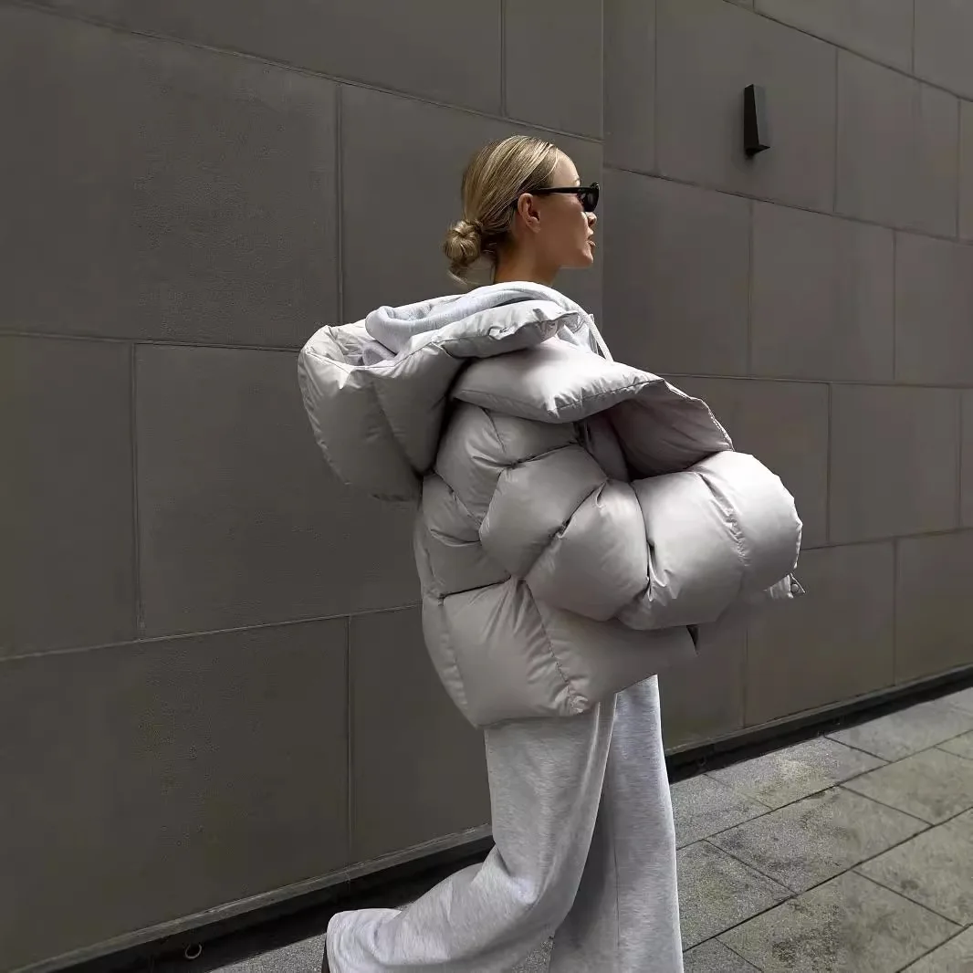 Chaqueta de algodón con capucha gruesa para mujer, abrigo de algodón grueso, chaqueta de calle personalizada, ropa de invierno, otoño e invierno, 2024