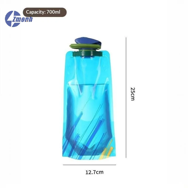 New！690ml Foldable Water Bottle Portable Soft Bag For Camping Hiking Travel Outdoor Sports With Handle Hanging Hook
