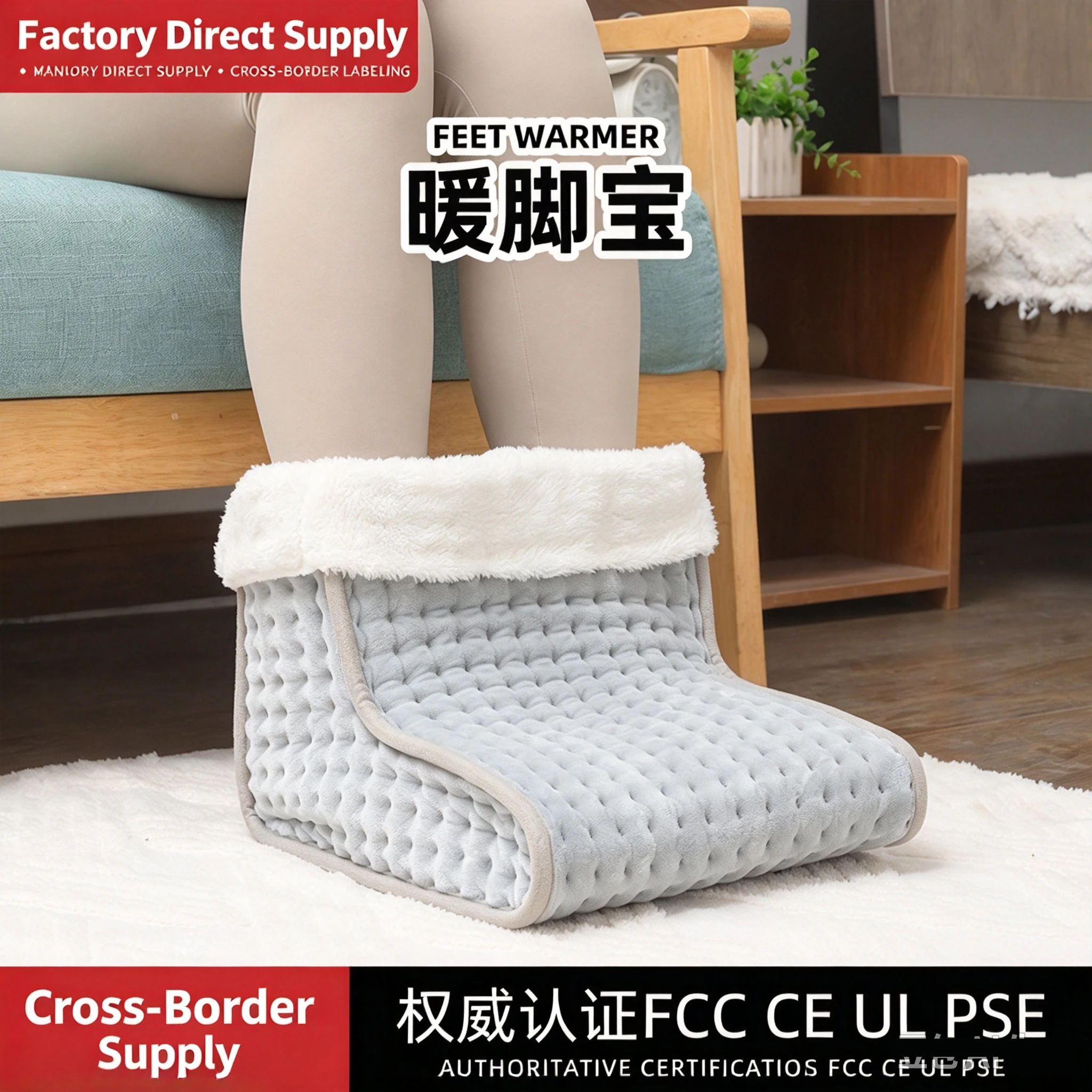 Plug In Electric Foot Warmer Heated Pad Slippers Winter Warm Feet Heating Mat for Under Desk Office Home Indoor Daily Use