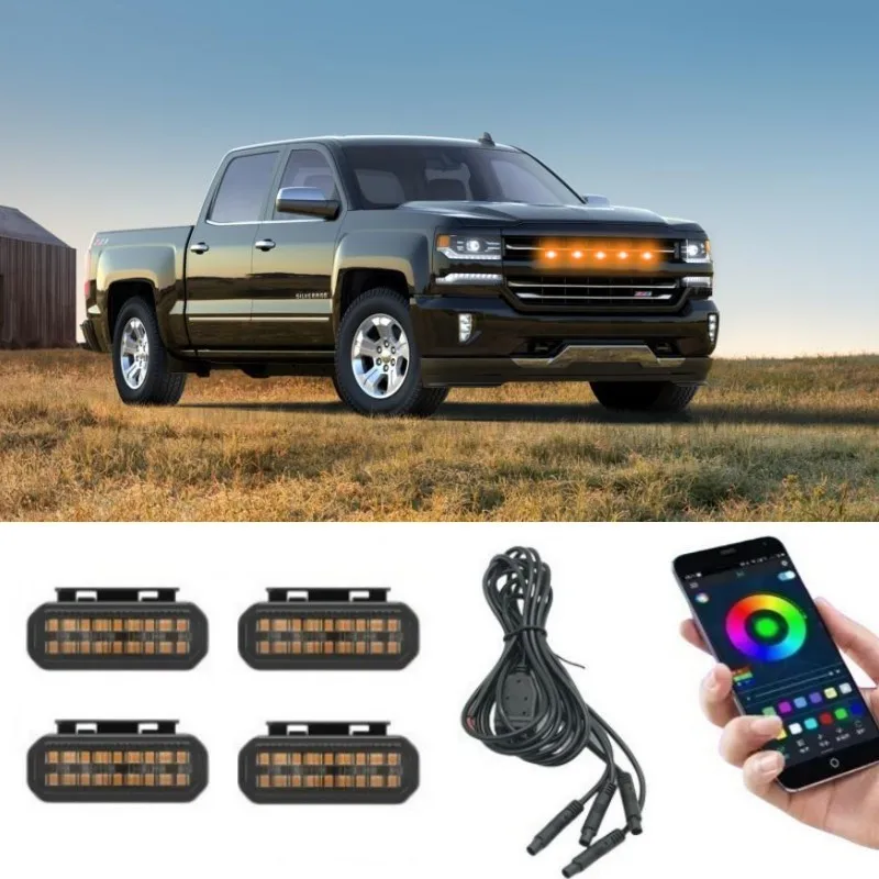 

Светодиодный передний светильник на решетке для Chevrolet Silverado1500 2016-2025, автомобильные дневные ходовые огни, лампа для бровей для пикапа Offroad 12 В