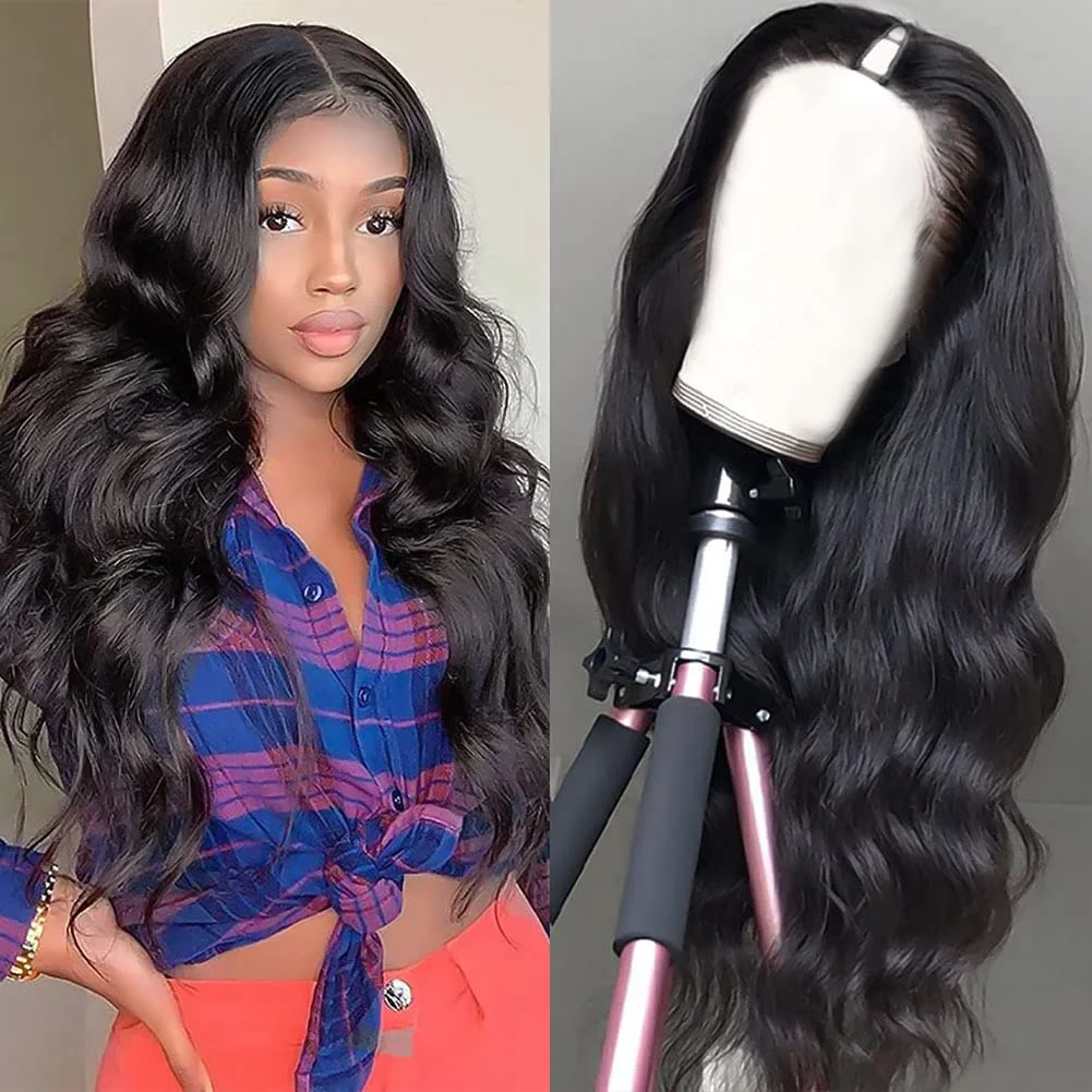 

V Part Body Wave Wig 200% Density Brazilian Human Hair Upgrade U Part Wigs 18-32 Inch Machine Made Human Hair Wigs Natural Color