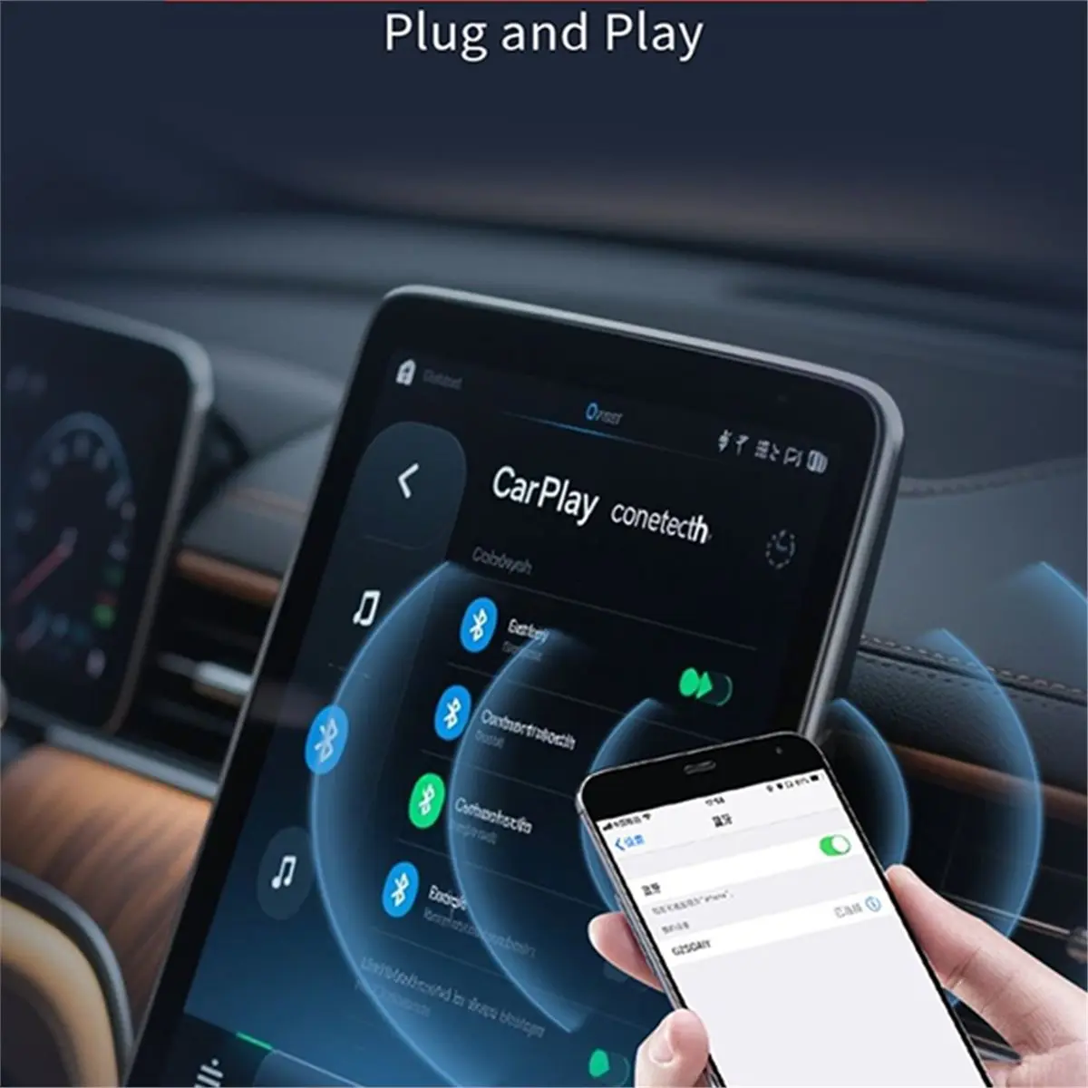A32I For CarPlay Adapter, Plug and Play, Wired to Wireless Interconnected Video Box/Car Infotainment Box for Screen Mirroring
