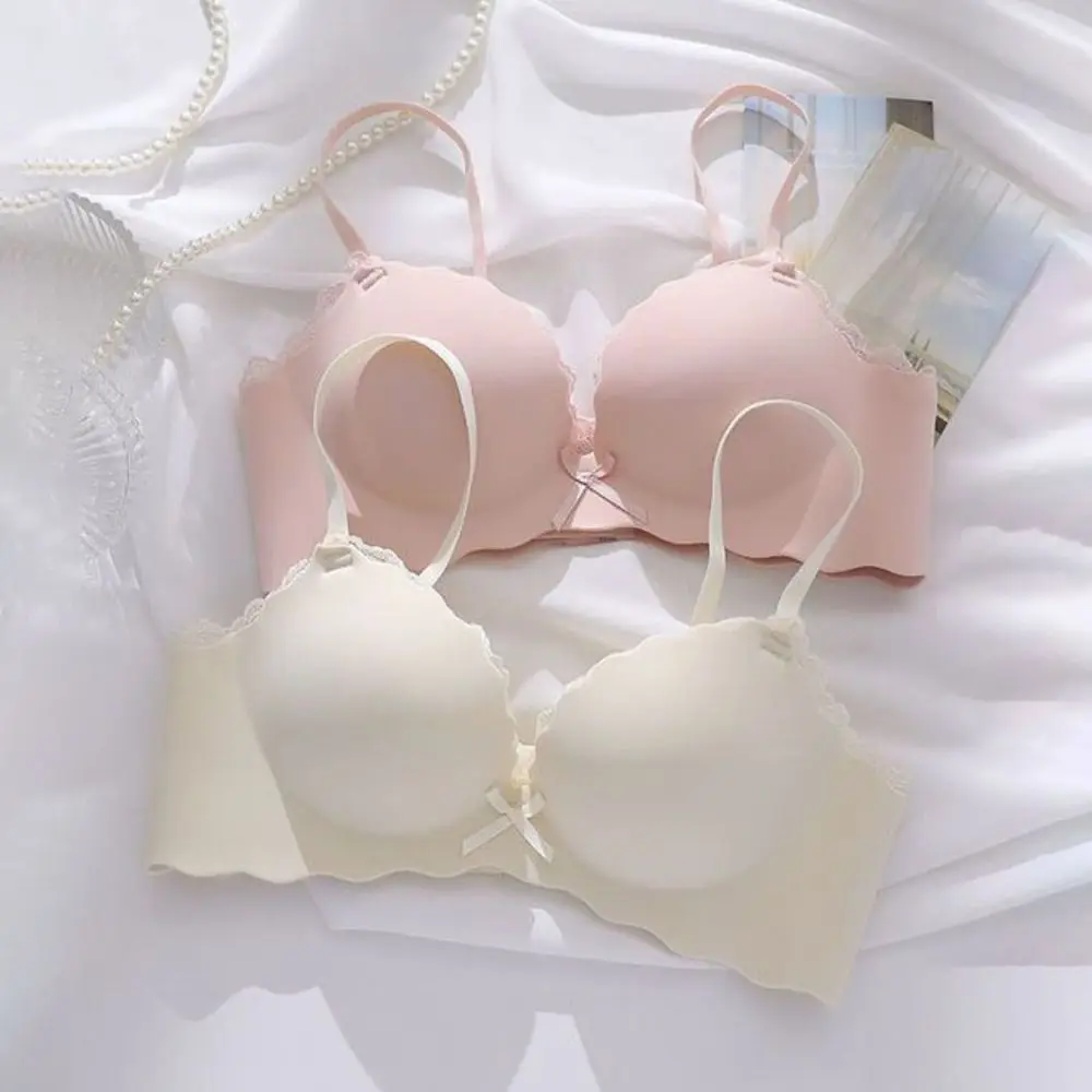 Comfortabele push-up draadloze diepe V-bh anti-verslapping lingerie kanten strik bh verstelbaar schokbestendig dames ondergoed cadeau