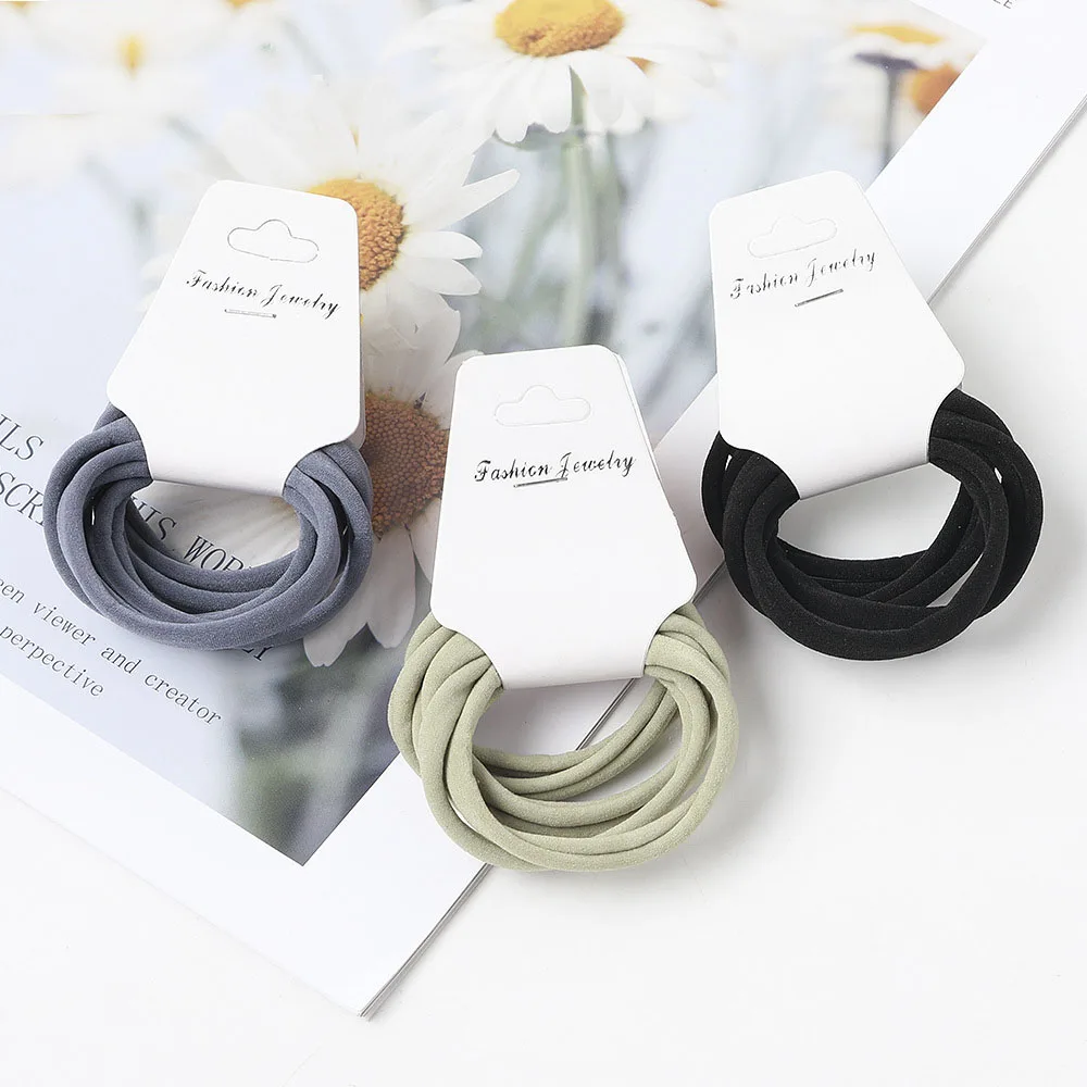6Pcs/lot Simple Seamless Hair Rope Basic High Elastic Rubber Bands Mori No Hair Damage Towel Rings Hair Accessories