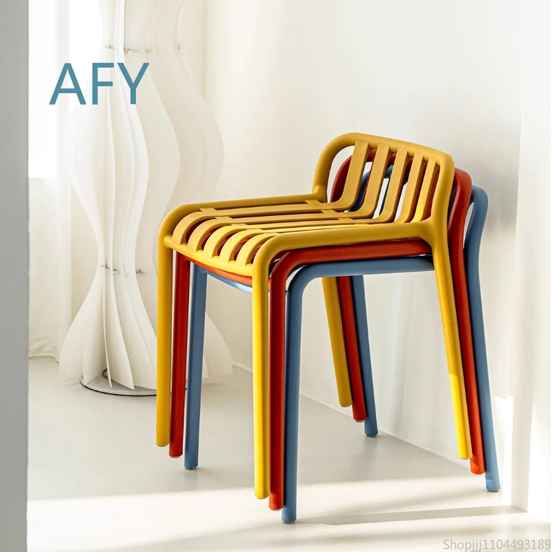 Nordic Breathable Dining Chair for Home Office Space Saving Stackable Cafe Restaurant Leisure Stool Outdoor Seating Furniture