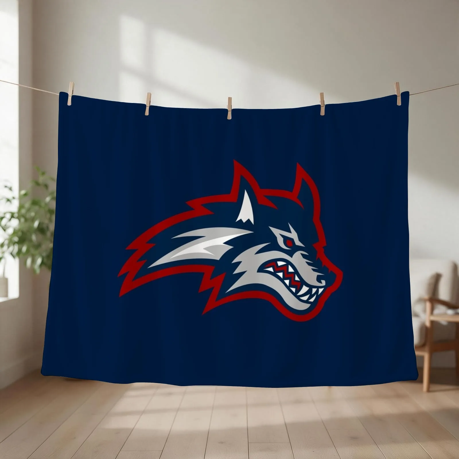 the Seawolves-Stony Brook-icon Throw Blanket couch cozy soft plush fuzzy picnic outdoor blanket