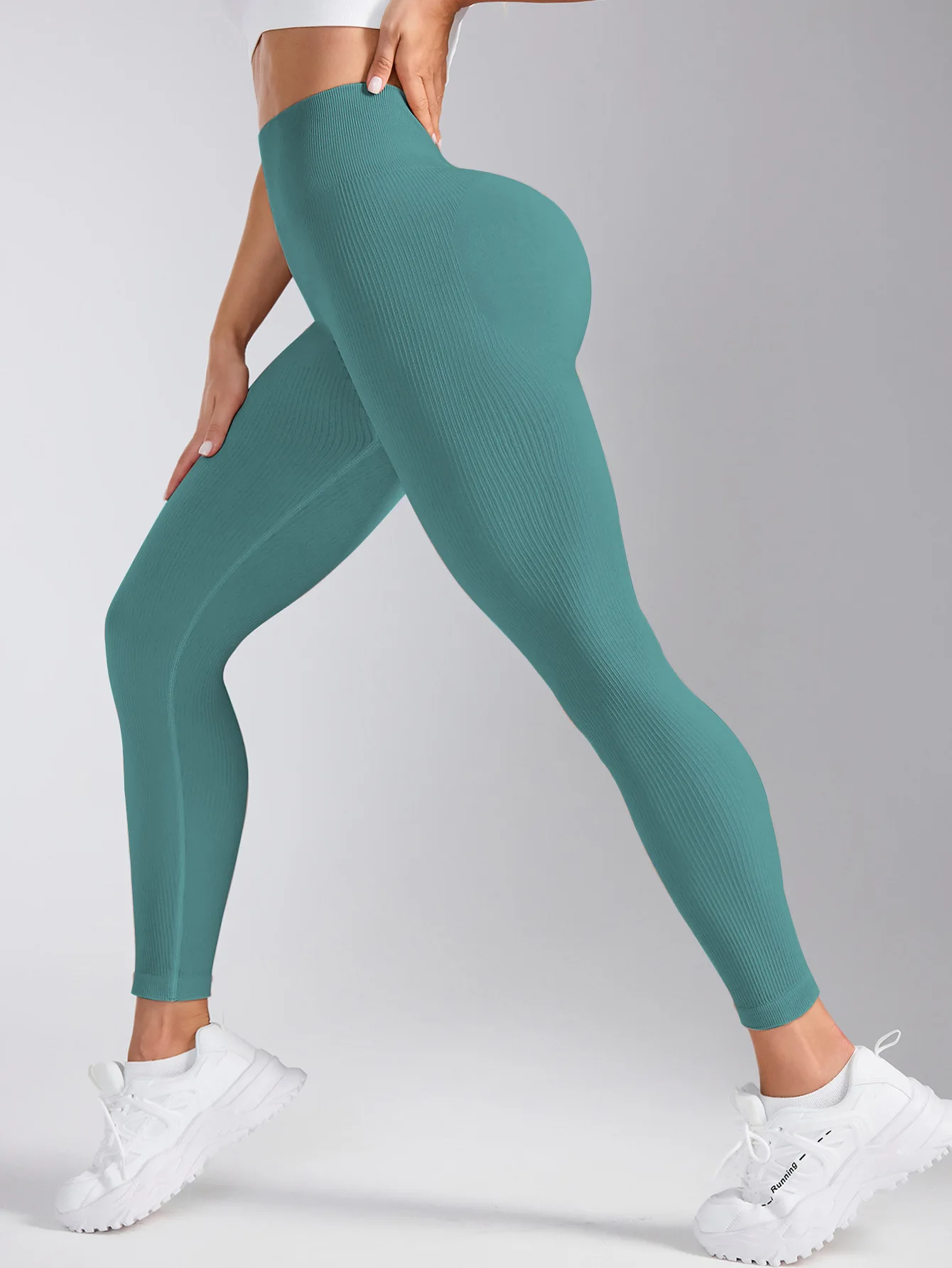 Zurück V-taille Yoga Leggings Frauen Nahtlose Dünne Hosen Gym Workout Laufen Sexy Butt Lift Sport Leggings Dehnbare Rippen hosen – Detail 29