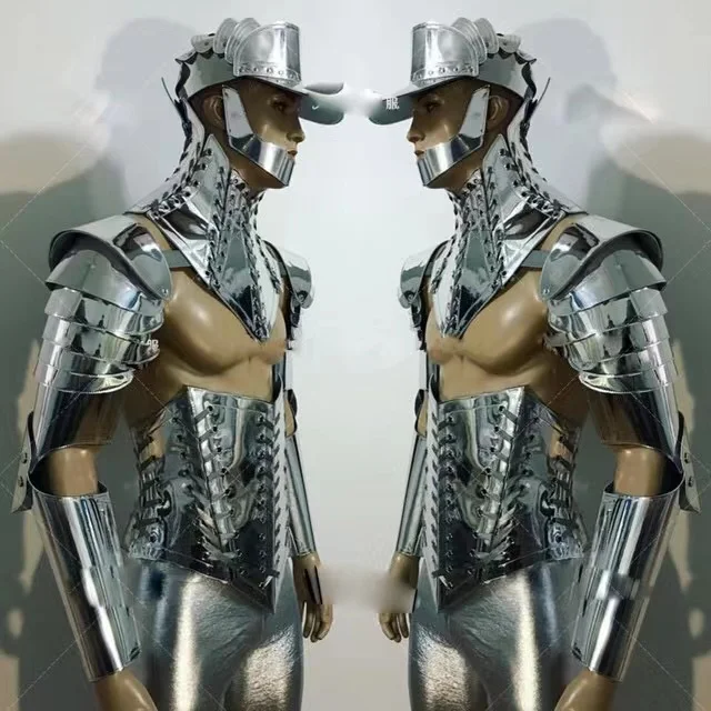 

Halloween bar nightclub ds future warrior technology sense silver mirror armor muscle male gogo costume