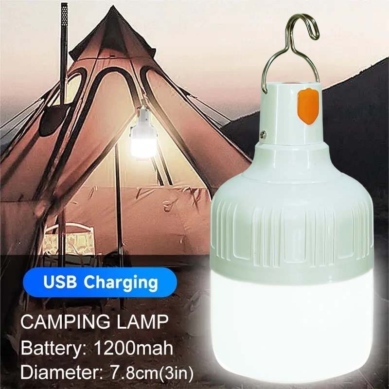 Outdoor USB Rechargeable LED Lamp Bulbs High Brightness Emergency Light Hook Up Camping Fishing Portable Lantern Night Lights
