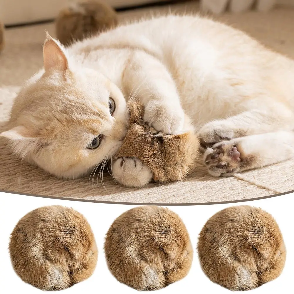 Rabbit Fur Ball Interactive Cat Toy Pet Product Containing Catnip Toy Ball Chasing Plush Toy Ball Cat Accessories 8cm