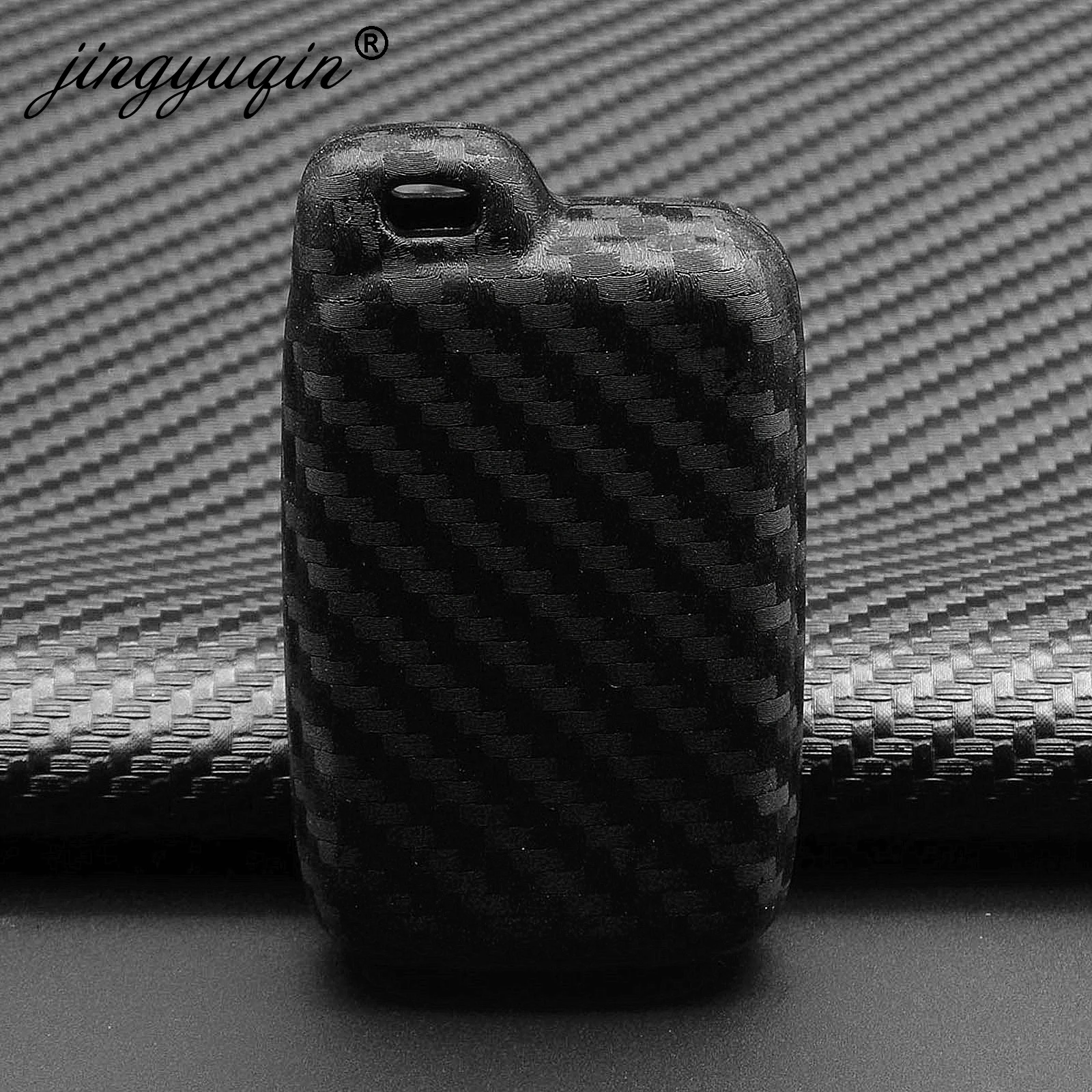 jingyuqin Silicone Carbon Car Key Case Cover For Toyota Land Cruiser Prado 150 Camry Prius Crown For Subaru Foreste Outback XV