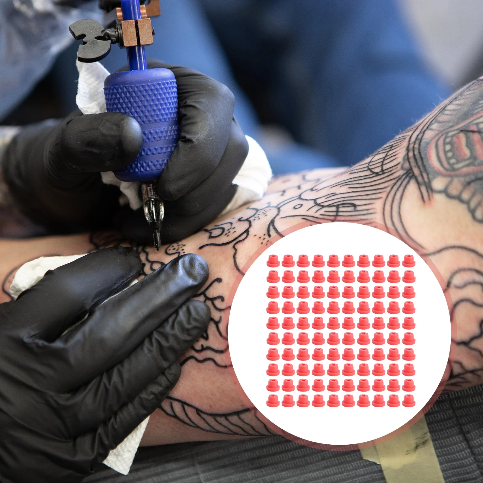 

100 шт. силиконовые игольчатые втулки, подушка для штифтов для тату-машины, стабильная катушка, игольчатые подушечки, подушка для штифтов, силиконовая втулка