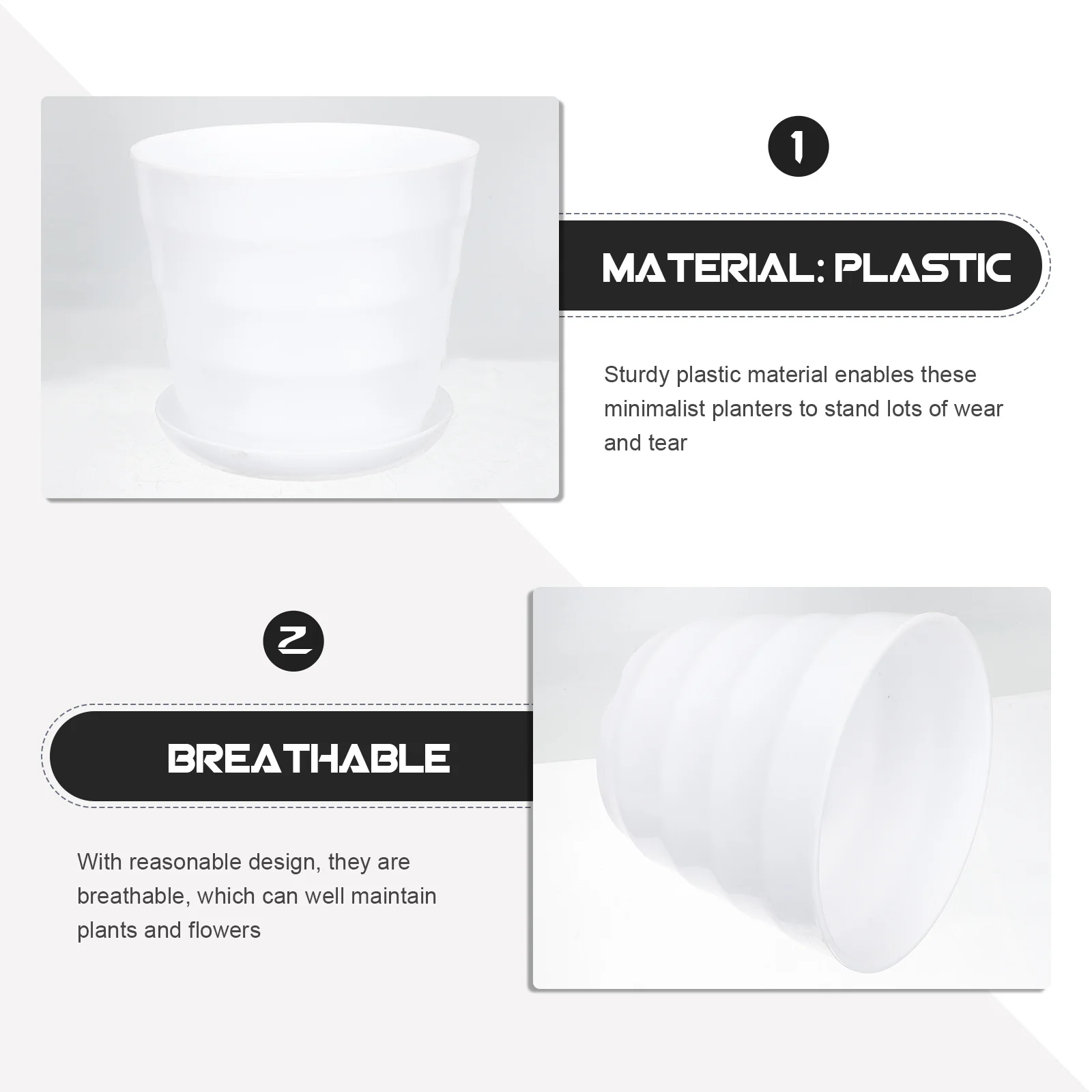 

6Sets Plastic Flower Pot Set Minimalist Design Garden Planter Containers for Balcony Office Coffee Shop Decorative Nursery Pots