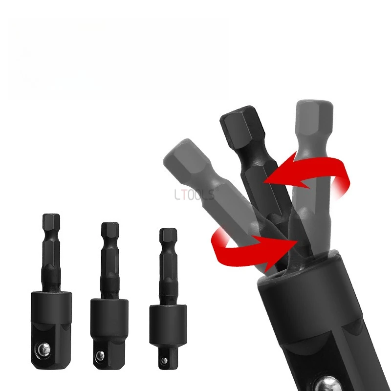 6/9pcs Power Drill Socket Adapter Set Rotatable Hex Shank Impact Driver Socket Adapter Electric Drill Universal Socket Adapter