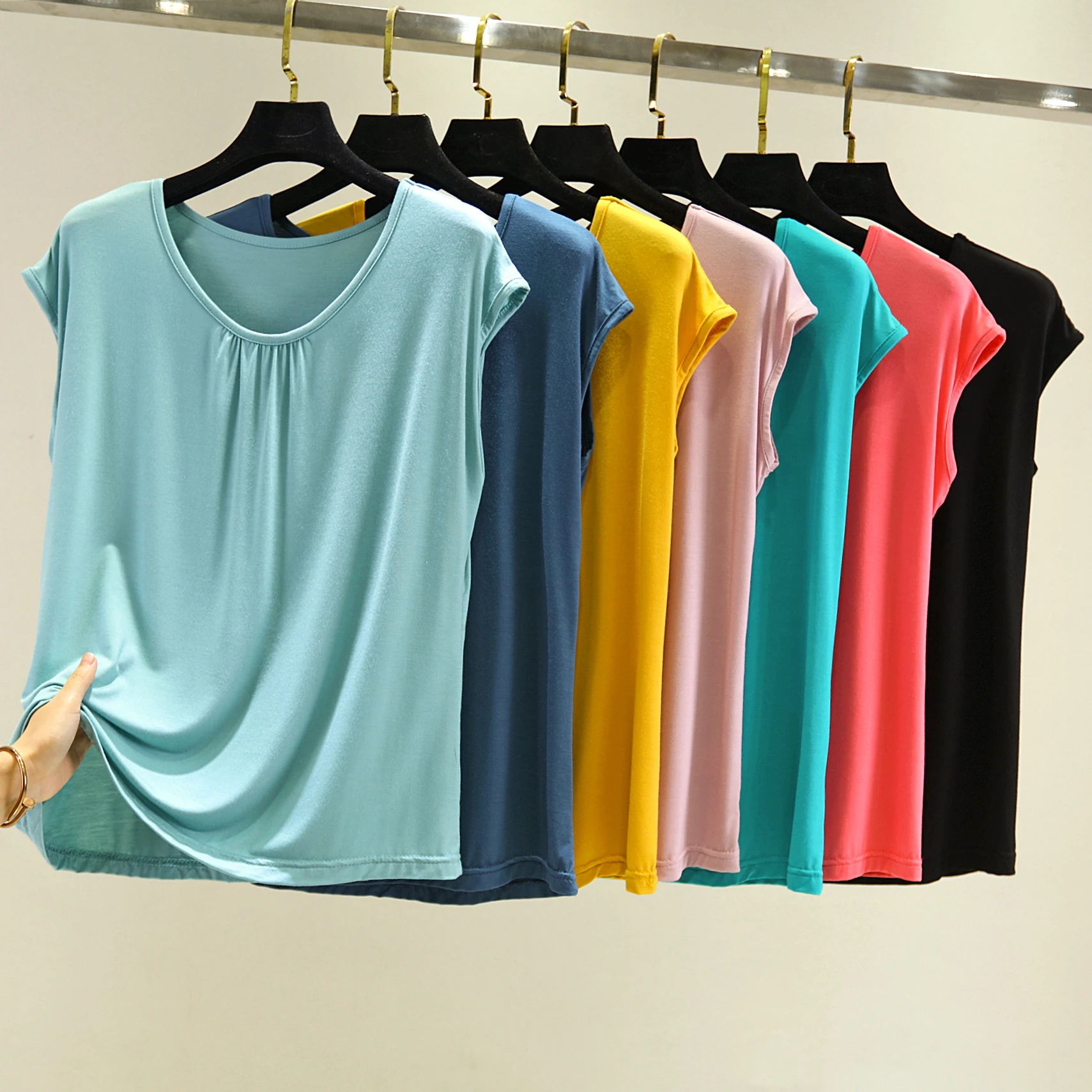 سترة نسائية فضفاضة مشروط Svel سترة صيفية للمنزل قاعدة تنحيف irt مقاس كبير ملابس داخلية ملونة للتنقل Sle