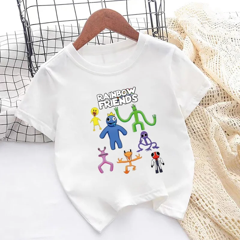Rainbow Friends Game Print Cartoon Kids T shirt Girls Summer Tops Casual Baby Boys Clothes Children Short Sleeve O-Neck T-shirts