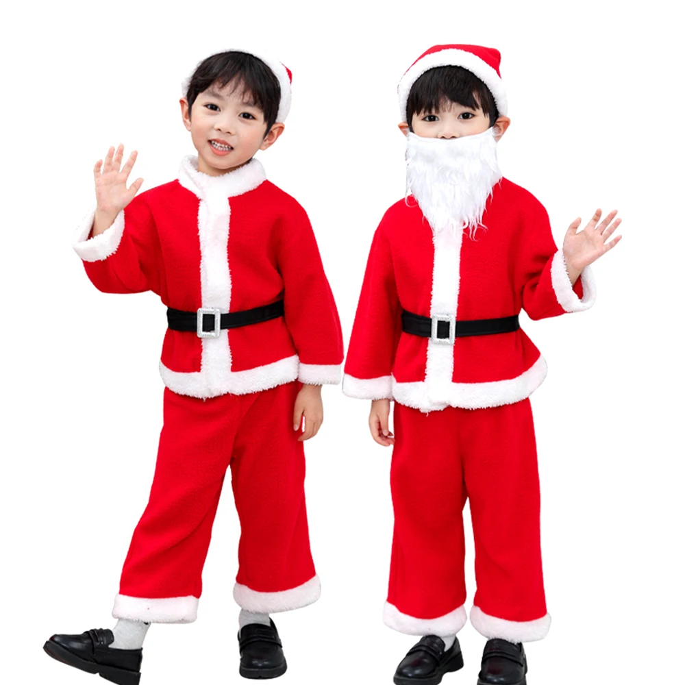 

2025 Christmas Boy Cute Santa Claus Clothes Suit Christmas Eve Winter New Year Party Children's Role Play Performance Costumes