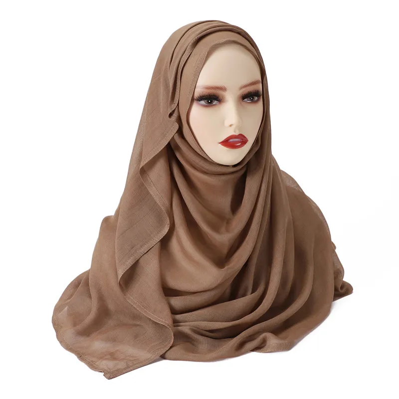 Kobiety Duży rozmiar Zwykły solidny bawełniany szalik Rayon Hijab Lady Wysokiej jakości chusty i szale Musulman Opaska na głowę Islamski turban 180 * 95Cm