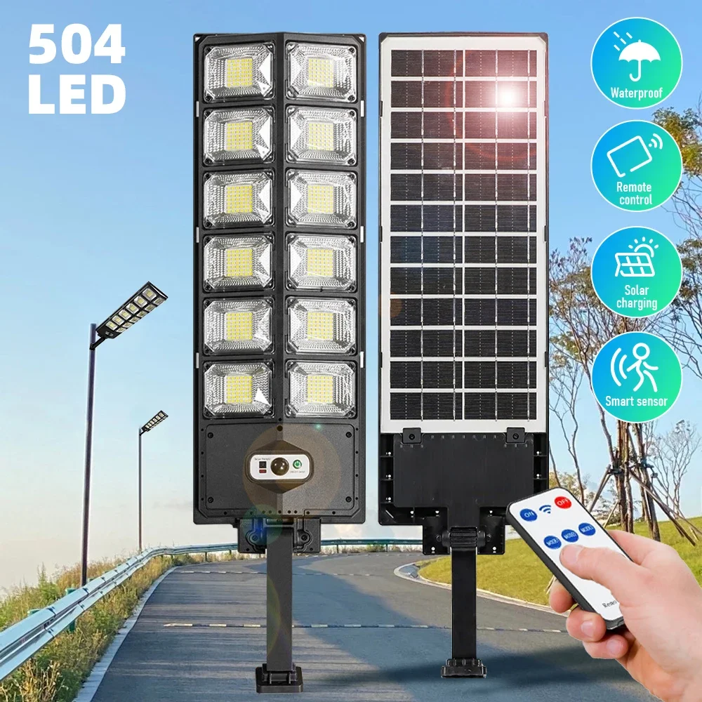 504 LED Powerful Solar Lights Outdoor Motion Sensor External Waterproof Street Light 12000 Lumen Dusk to Dawn Garden Road Lamp