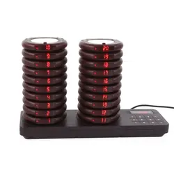 Sistema inalámbrico de llamada de buscapersonas para restaurante, posavasos con Base de carga Dual, 20 buscapersonas para clientes, camión de comida, cafetería, iglesia, cancha de comida