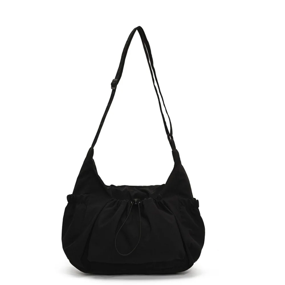 

Cute Korean Style Nylon Shoulder Bag Handbag Pleated Crossbody Bag Large Capacity Tote Bag Drawstring Bag Outdoor