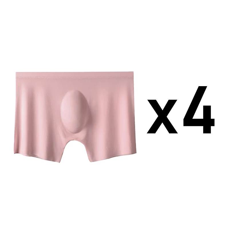 4PCS männer Eis Seide Ultra-dünne Nahtlose Shorts Sexy Dessous Solide Atmungsaktive Boxer Briefs Männer Unterhosen