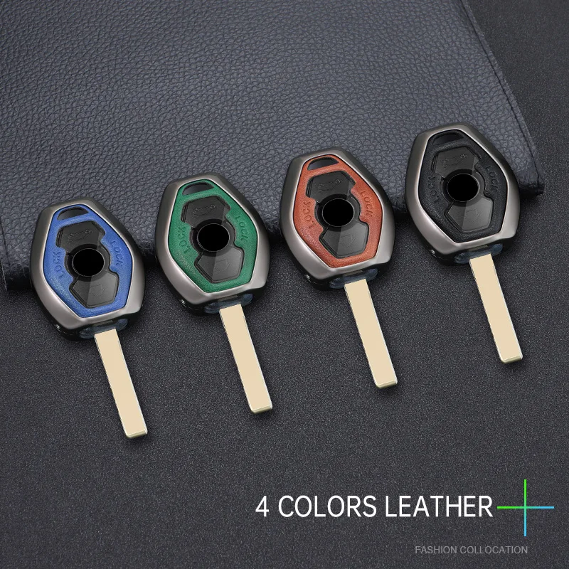 Zinc Alloy +Leather Car Key Case Cover for BMW 3 5 7 Series X5 E53 X3 F83 E46 E39 E38 E60 E63 E61 E64 330i Z3 Z4 E85 E86 M5 325i view 3