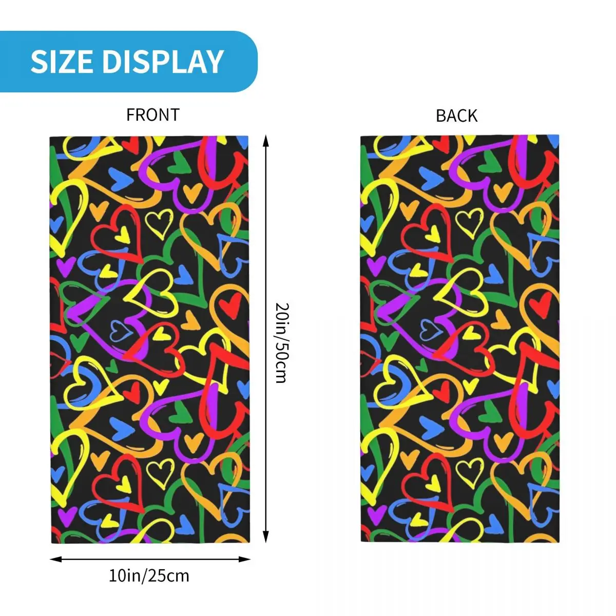 Hearts Graffiti Bandana Neck Gaiter Printed Balaclavas Wrap Scarf Multifunctional Headband Running for Men Women Adult Washable image 5