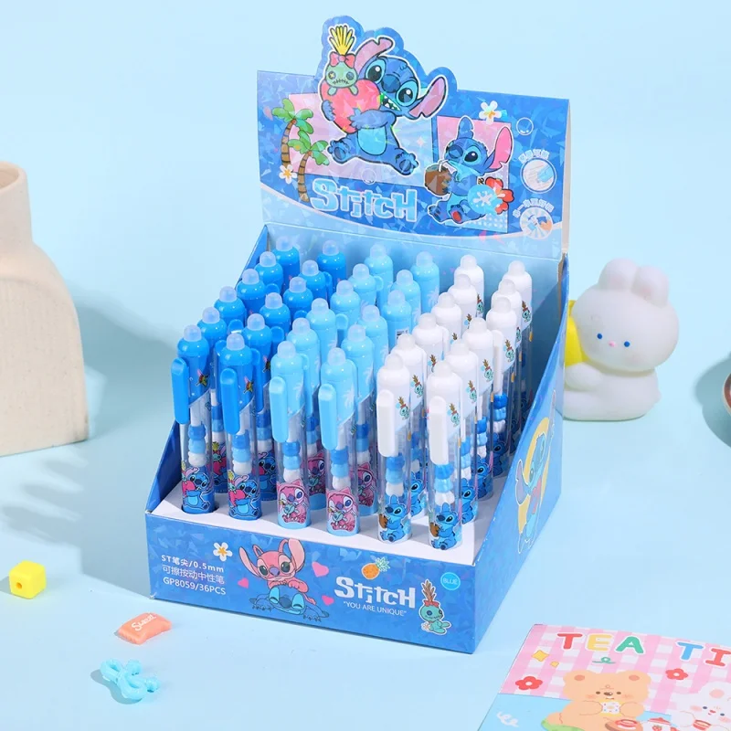 

36 шт./лот Kawaii Disney Stitch стираемая гелевая ручка милые 0,5 мм синие чернила ручки для подписи рекламный подарок школьные принадлежности
