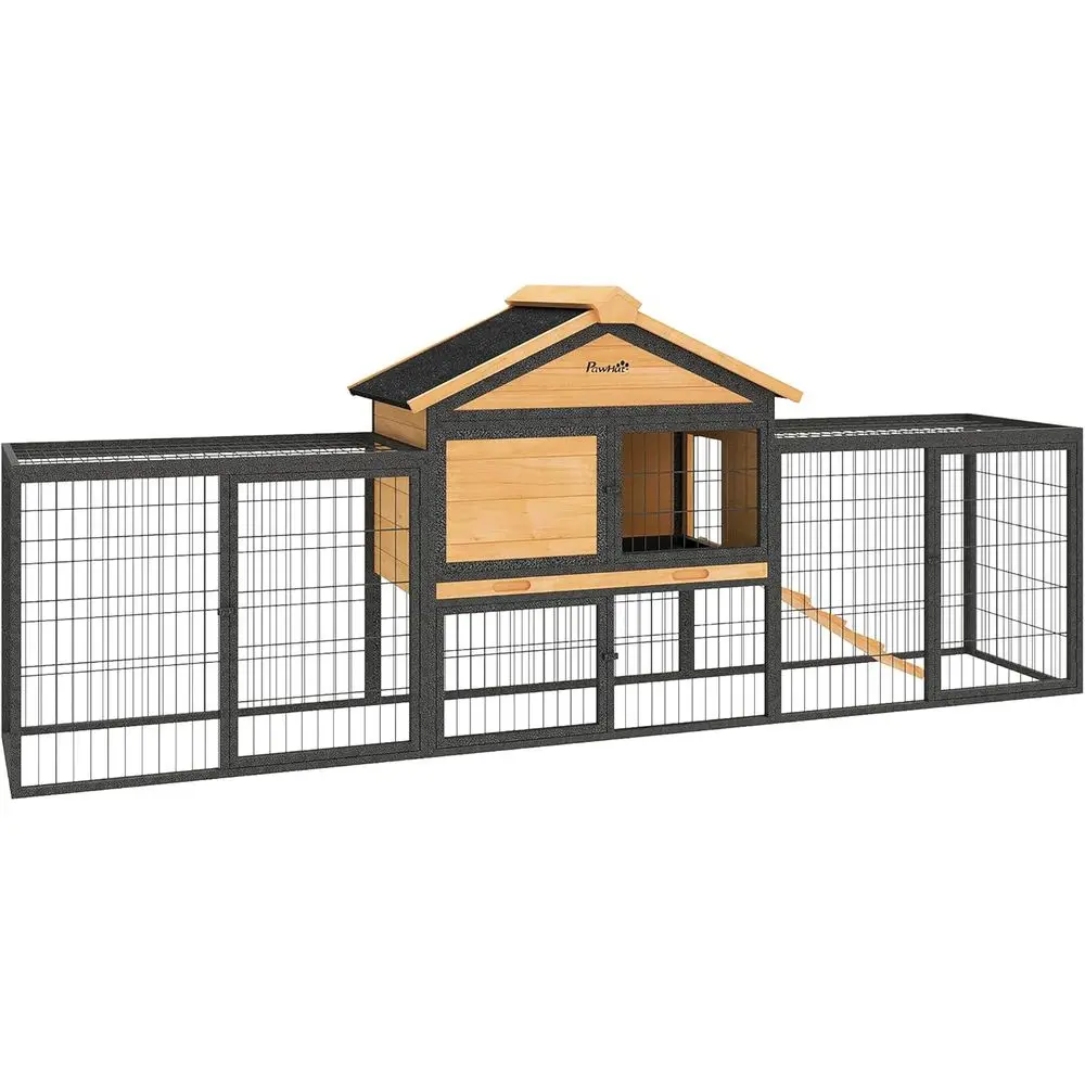 

Большой уличный деревянный вольер для кроликов со стальным загоном, съемным поддоном, водонепроницаемый, подходит для мелких животных, для сада и двора