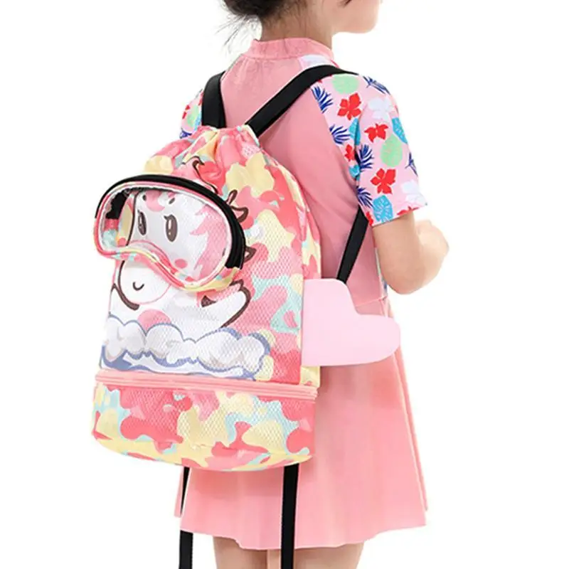 Bolsa de natación para niños y niñas, bolsa impermeable para piscina, equipo de natación para playa, mochila de natación para niños, separación húmeda y seca