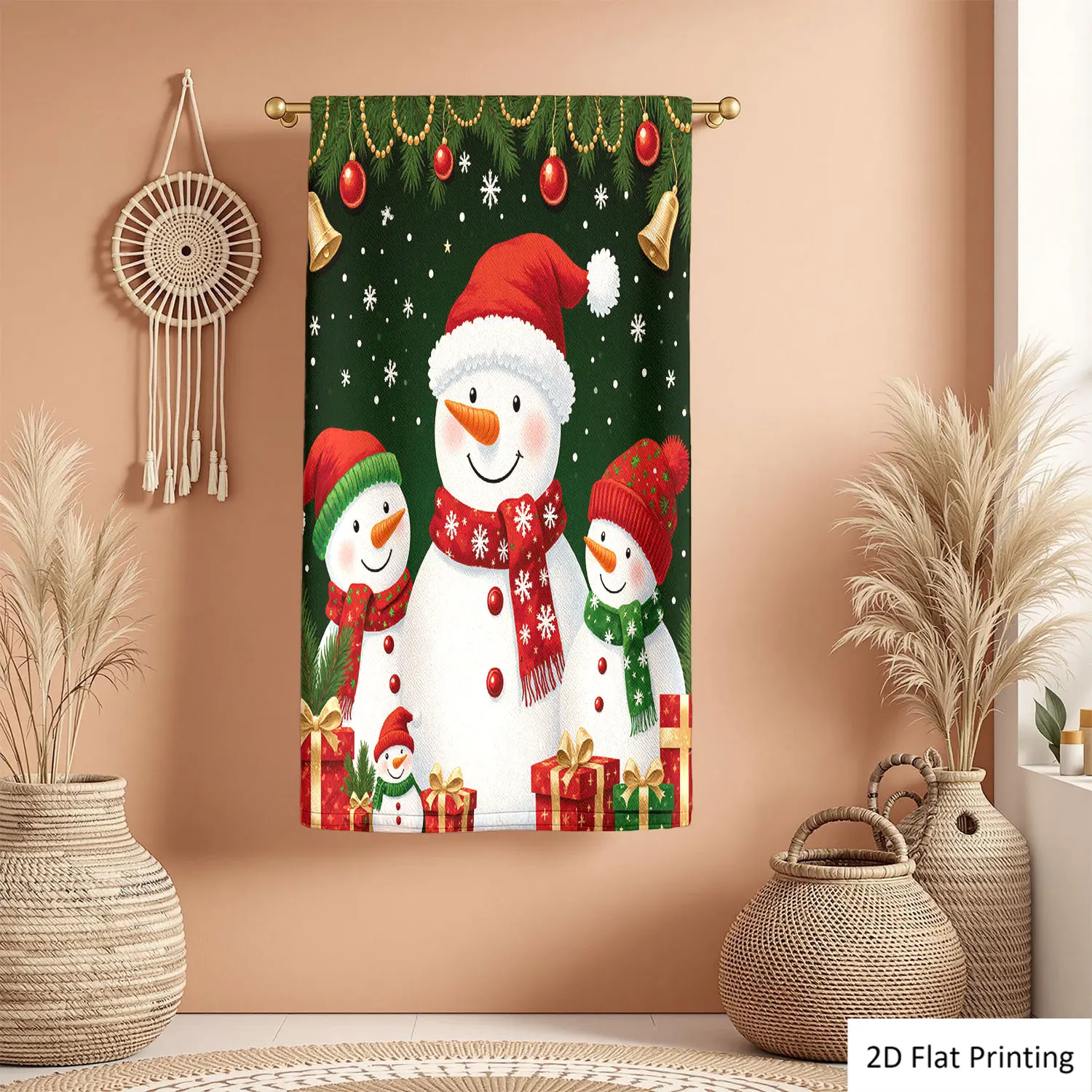 

1Pc Christmas Snowmen Gifts Decorations Green Background Bathroom Hand Towel Bath Towel, Multiple Size Microfiber Polyester Towel, Unique Home Decorative Kitchen Towels, Festival Bathroom Accessories Decor, Quick Dry and Absorbent