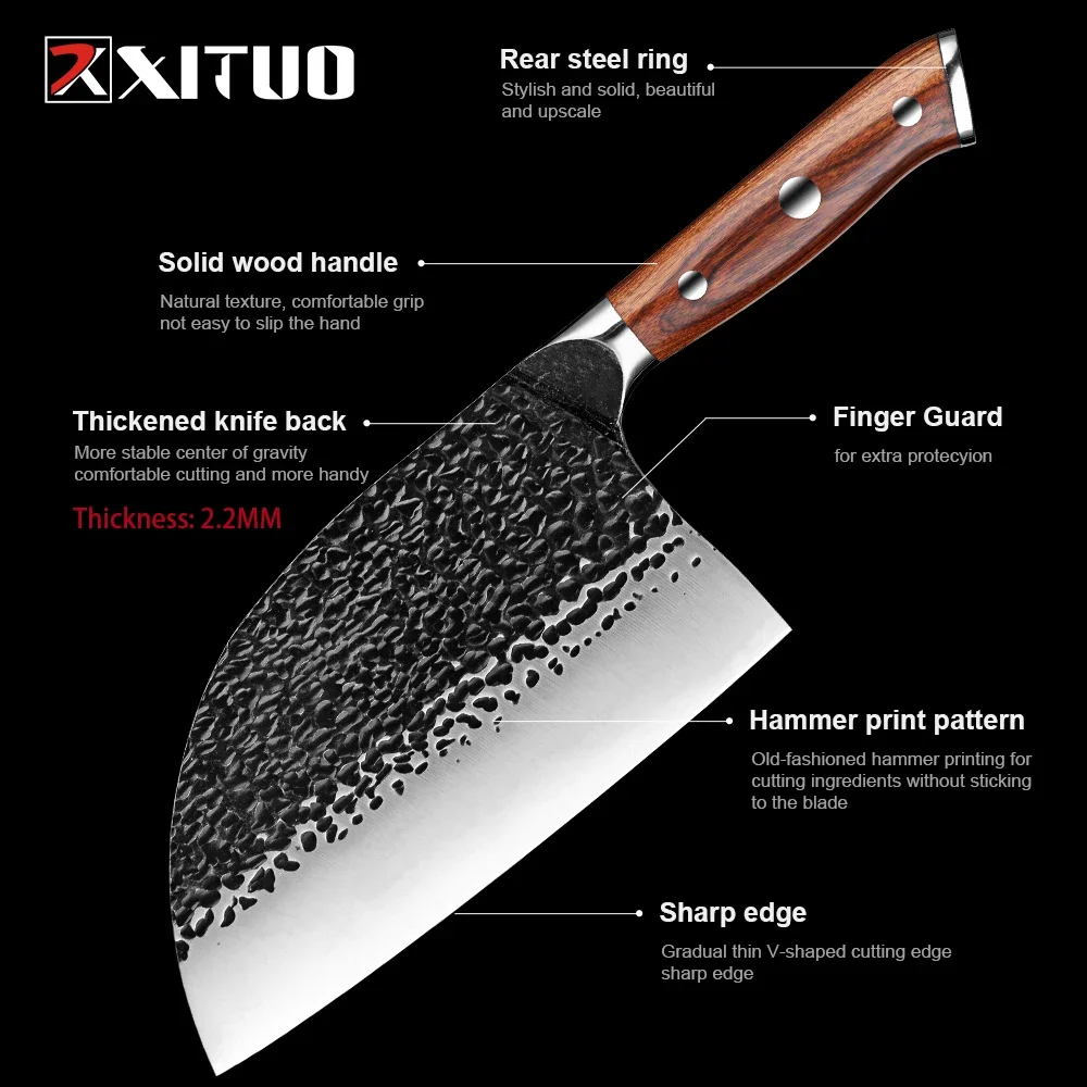 

High Carbon Steel Hand Forged Butcher Knife Anti-Rust Oil Coating Kitchen Chef Knife Cooking Knife Dividing Knife Boning Knife