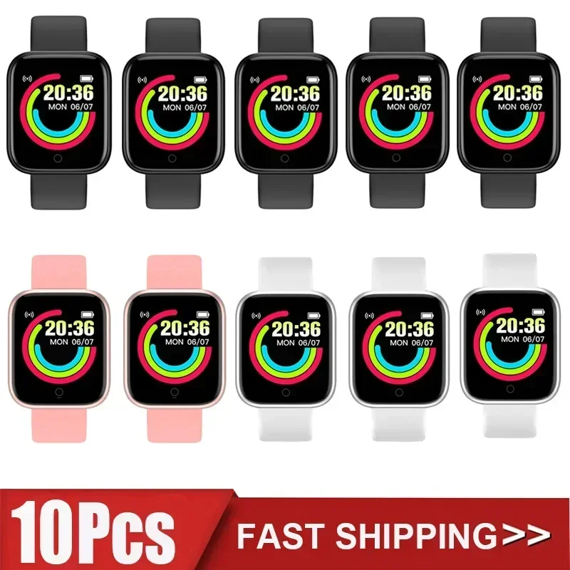 10-1Pcs Smartwatch Men Women Y68 Smart Watch for Xiaomi Redmi Watch 3 Fitness Tracker Sports Heart Rate Monitor for IOS Android