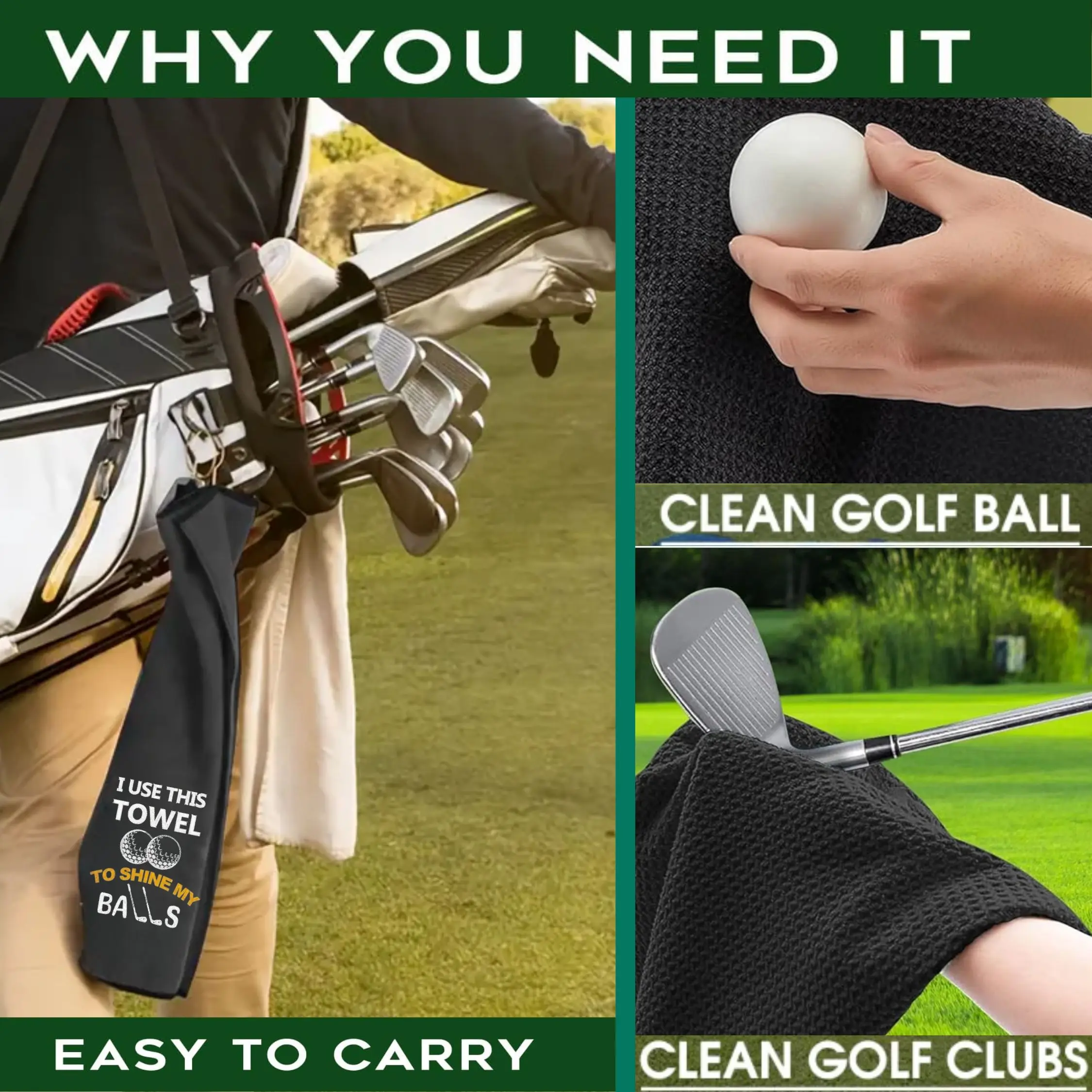 Funny Microfiber Premium Golf Towel, Embroidered Golf Towels for Golf Bags for Men&Women, Golf Accessories for Men Golfers Dad