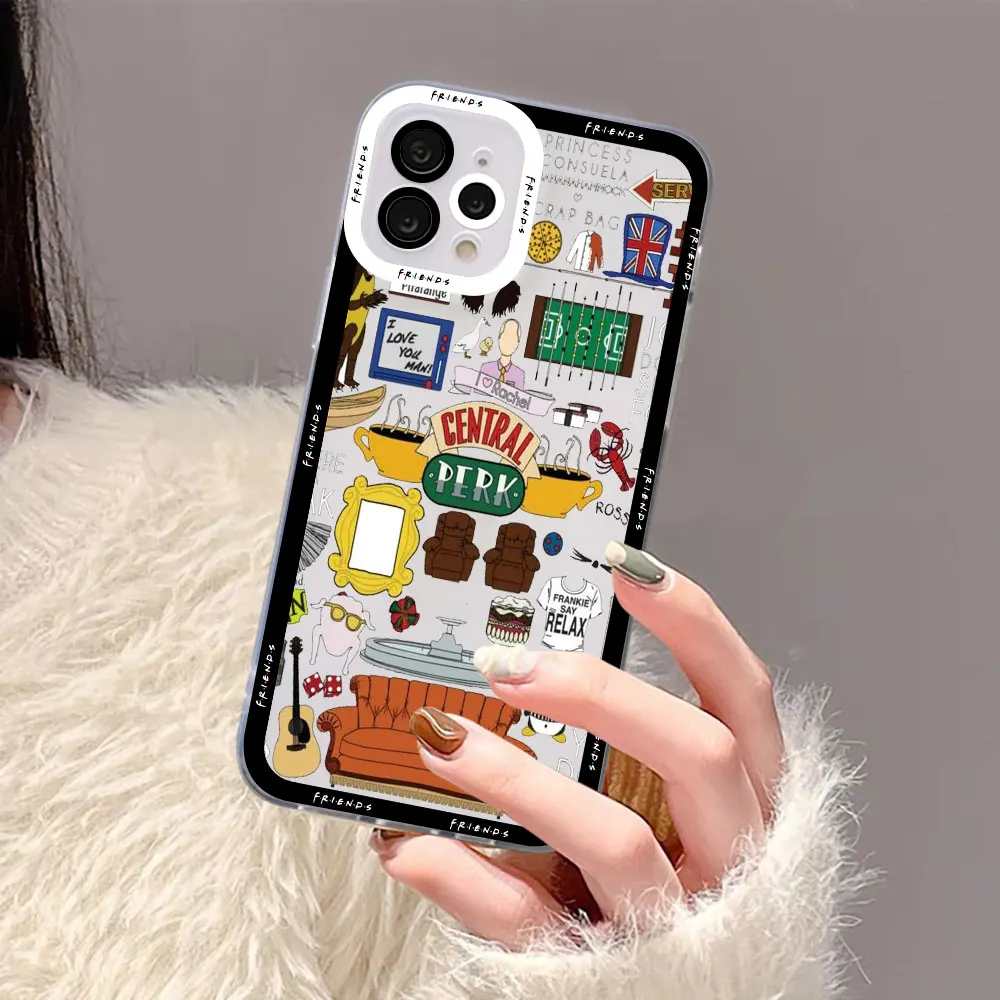 Friends TV Shows Central Perk Coffee Case For Apple iPhone 15 14 13 12 11 XS Pro Max 16 8 7 Plus X XR Transparent Cover Cqoue