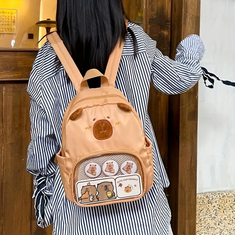 حقيبة ظهر كابيبارا اللطيفة للنساء - محفظة مدمجة للكلية، حقيبة ظهر لطيفة، حقيبة طالب جامعية، تصميم كرتوني، #1