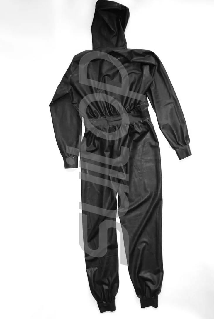 بدلة رجالية من اللاتكس مع قبعة لاصقة للرجال مفتوحة من الأمام #4