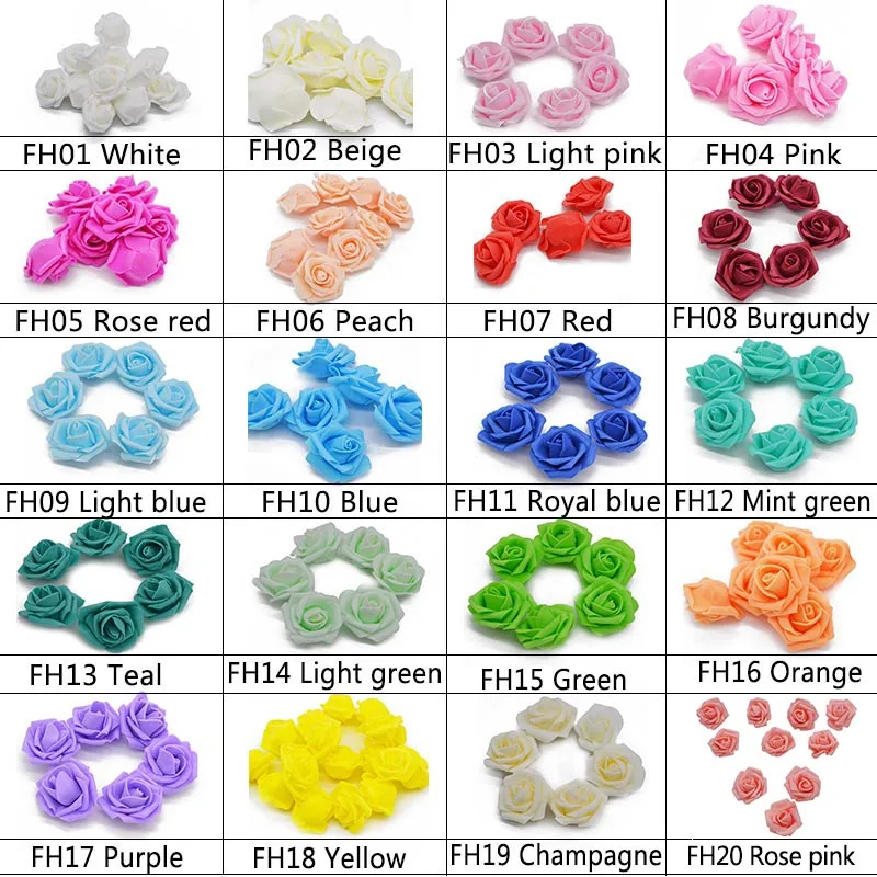 4CM 20PCS Artificial Flowers Wedding Decoration PE Foam Rose Flower Head DIY Scrapbooking Fake Flowers Bouquet Home Decor