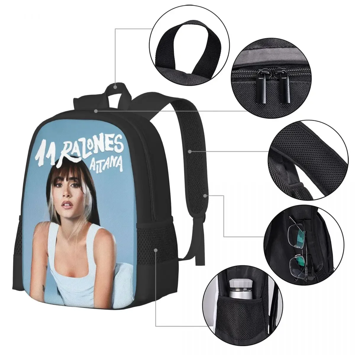 Spanish Singer A-Aitana Travel Laptop Backpack, Business College School Computer Bag Gift for Men & Women