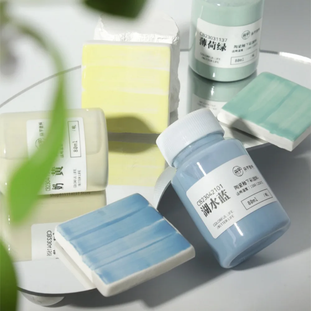 80ML Light Color Ceramic Underglaze Color Pigment Hand-painted Concentrate Macaron Color Glaze DIY Ceramic Coloring Pottery Tool