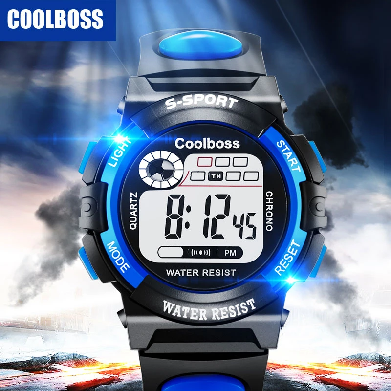 Coolboss-relojes electrónicos luminosos para niños y niñas, reloj Digital LED multifunción, resistente al agua, deportivo informal