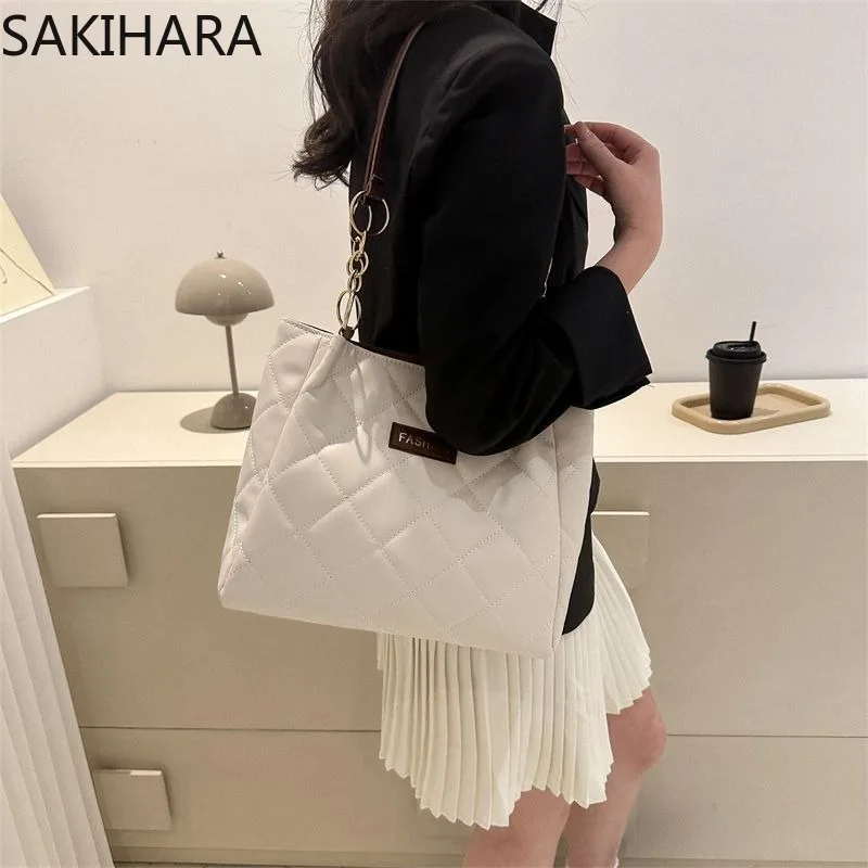 Tote Bag for College Students Temperament Fashion Casual Large Capacity Office Lady All Match Contrast Color Bolsas Para Mujeres