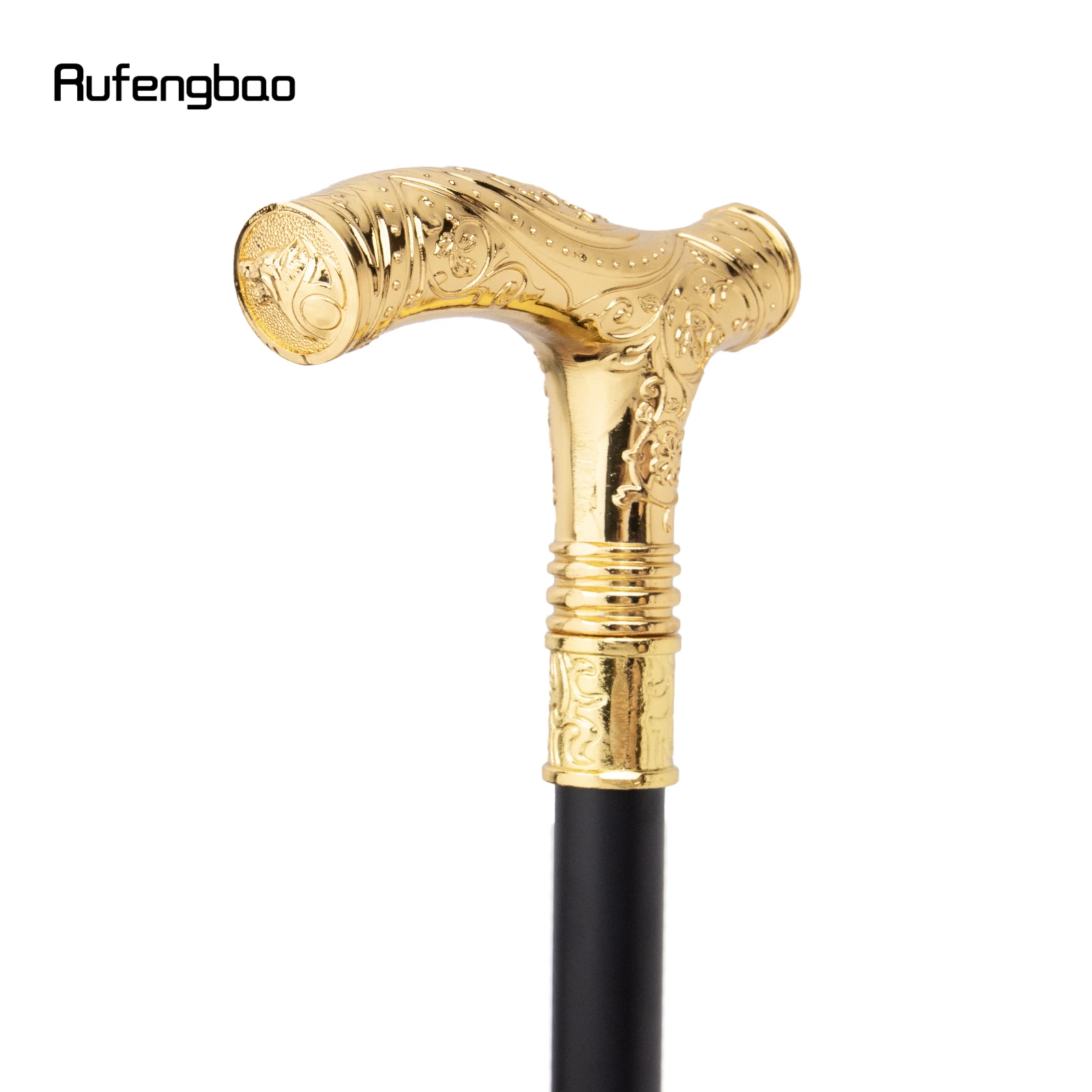 Golden Wolf Head Flower Totem Relief Walking Cane Fashion Walking Stick Gentleman Crosier Knob Walking Stick 93cm