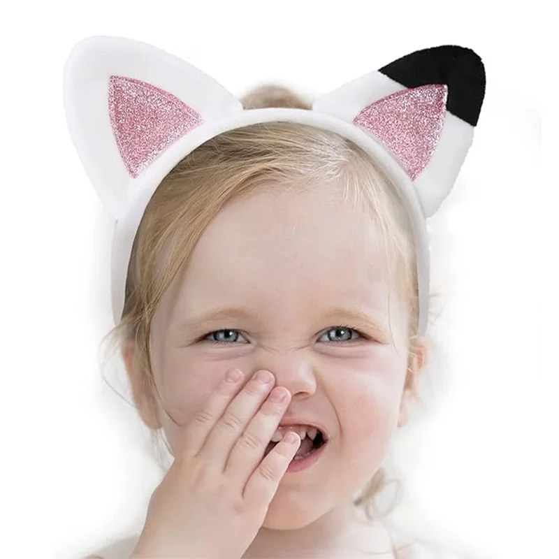 Cute Baby Girls Cat Ears Glitter Headband Kawaii Headwear For Kids Toddler Halloween Party Accessories Hairhoop Birthday Gifts