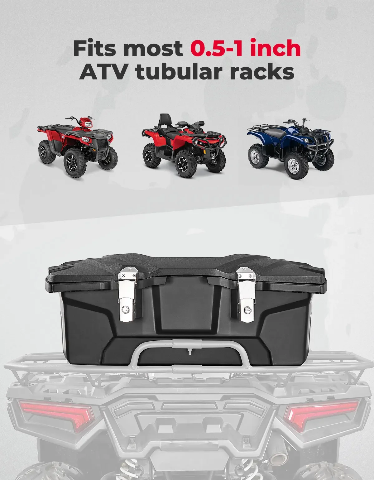 KEMIMOTO ATV Locking Storage Box 100L Rear Trail Box fit Most 0.75-1 Inch Compatible with Polaris Sportsman for Can-Am Outlander