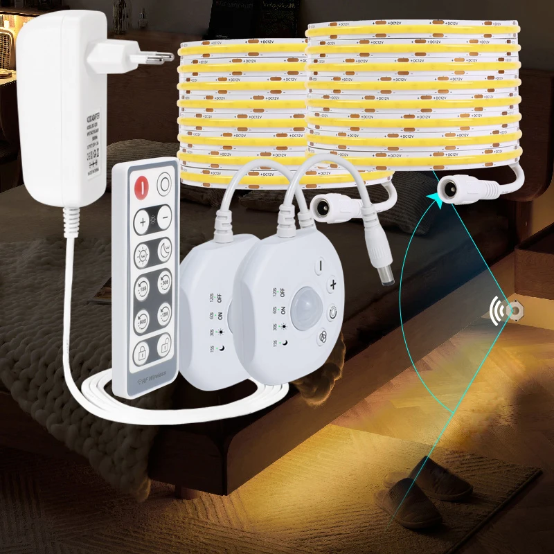 

Подсветка шкафа под кроватью, пульт дистанционного управления с регулируемой яркостью, PIR-датчик движения, дневной ночник, комплект полос для кровати, лестницы, углового прохода, склада